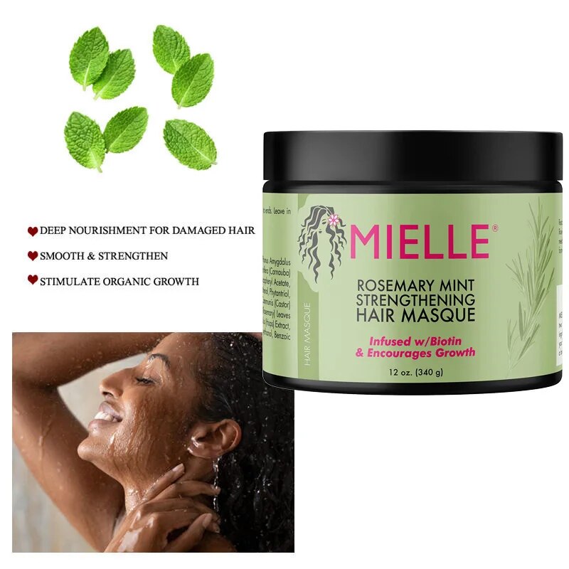 Original Mielle Rosemary Hair Mask Mint Strengthening 340g Nourishes Natural Plant Essence Repair Dry Hair Nourish Hair Care